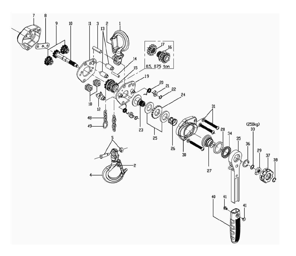 Buy Jet 181505 JLH-50-5, 1/2-Ton Compact Lever Hoist With ... coffing hoist parts diagram 