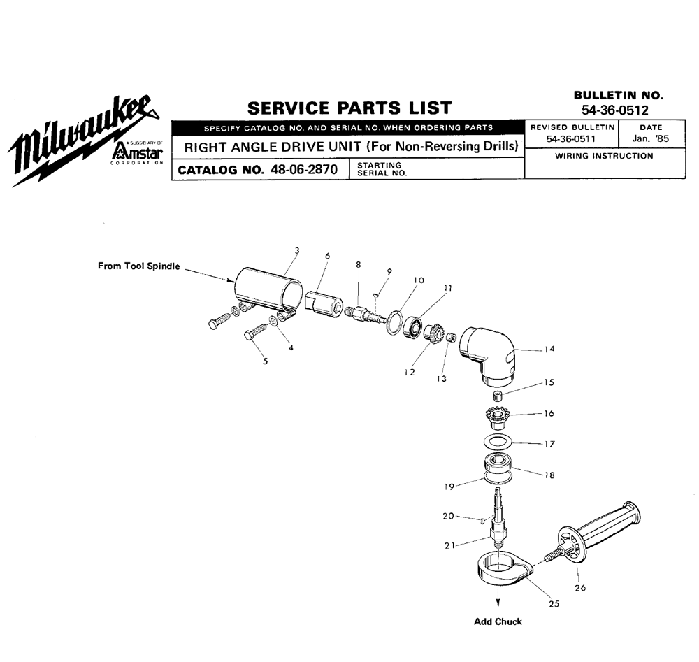 Milwaukee Right Angle Drill Parts Diagram