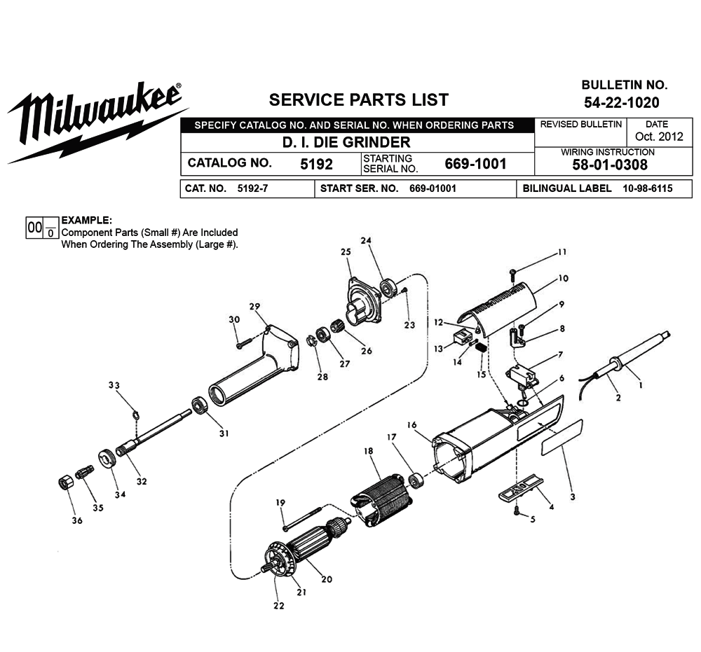 Buy Milwaukee 51927(6691001) D.I. die Replacement Tool Parts