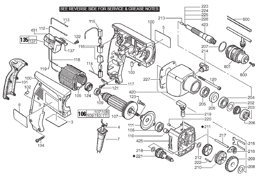 Buy Milwaukee 5378-20 1/2 Inch Pistol Grip, 2-Speed ... milwaukee power drill switch wiring diagrams 
