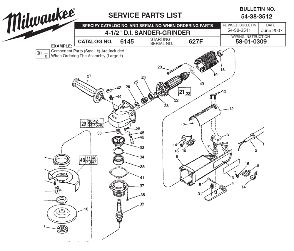 Buy Milwaukee 6145(627F) Replacement Tool Parts Milwaukee 6145(627F