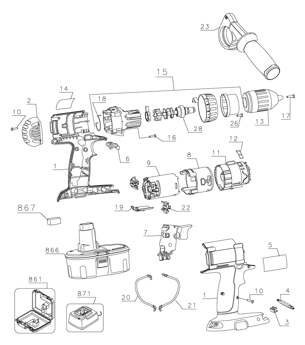 Buy Dewalt DW988K-2 Type-1 Replacement Tool Parts | Dewalt ... milwaukee drill switch wiring diagram 
