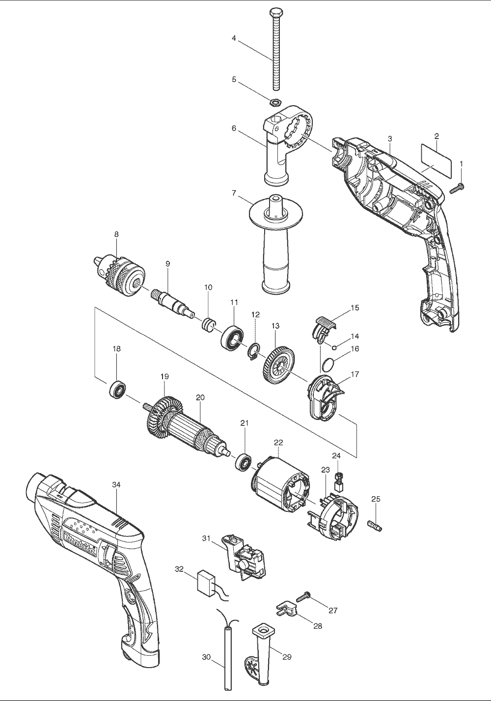 Buy Makita HP1640 5/8 Inch Replacement Tool Parts | Makita ... motor wiring diagram for ridgid 