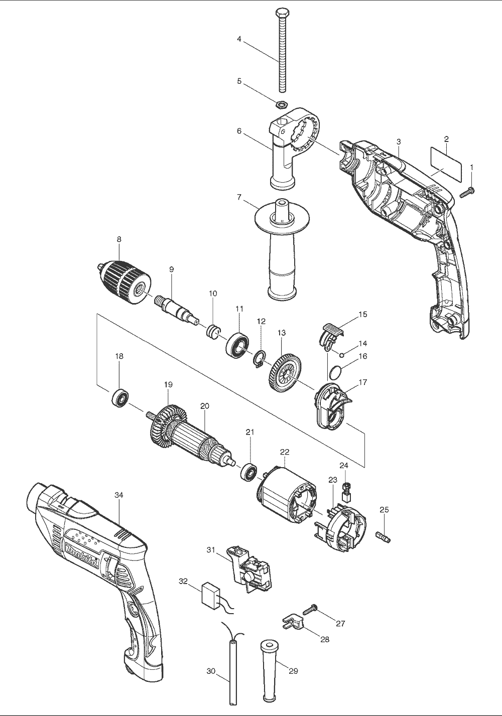 Buy Makita HP1641 Replacement Tool Parts | Makita HP1641 ... rotary compressor wiring diagram 
